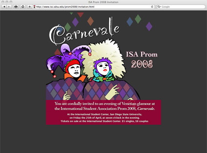Prom invitation screen shot